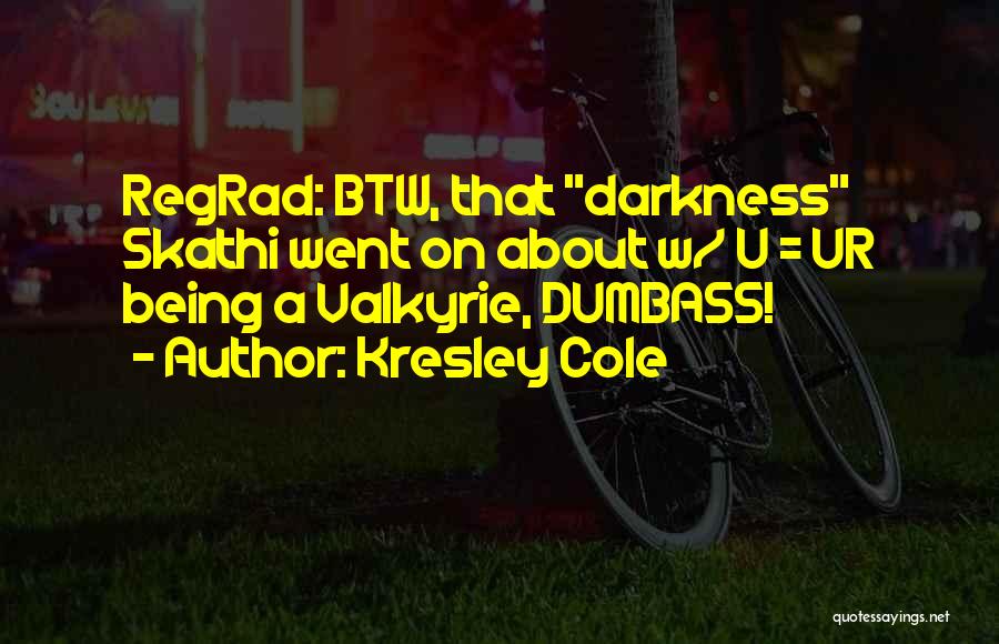 Kresley Cole Quotes: Regrad: Btw, That Darkness Skathi Went On About W/ U = Ur Being A Valkyrie, Dumbass!