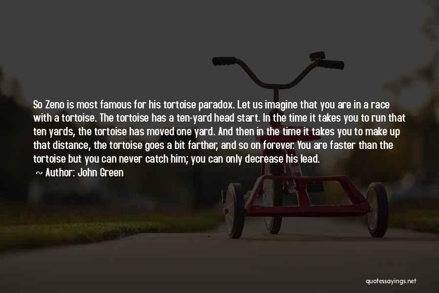 John Green Quotes: So Zeno Is Most Famous For His Tortoise Paradox. Let Us Imagine That You Are In A Race With A