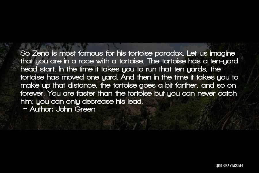 John Green Quotes: So Zeno Is Most Famous For His Tortoise Paradox. Let Us Imagine That You Are In A Race With A