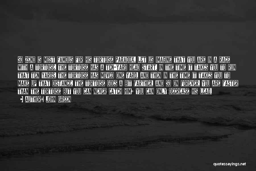 John Green Quotes: So Zeno Is Most Famous For His Tortoise Paradox. Let Us Imagine That You Are In A Race With A