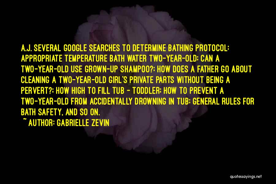 Gabrielle Zevin Quotes: A.j. Several Google Searches To Determine Bathing Protocol: Appropriate Temperature Bath Water Two-year-old; Can A Two-year-old Use Grown-up Shampoo?; How