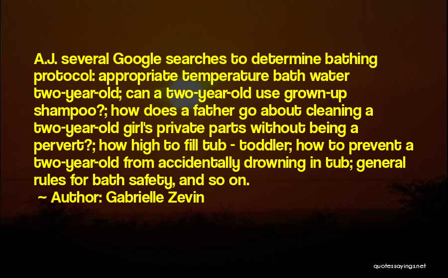 Gabrielle Zevin Quotes: A.j. Several Google Searches To Determine Bathing Protocol: Appropriate Temperature Bath Water Two-year-old; Can A Two-year-old Use Grown-up Shampoo?; How