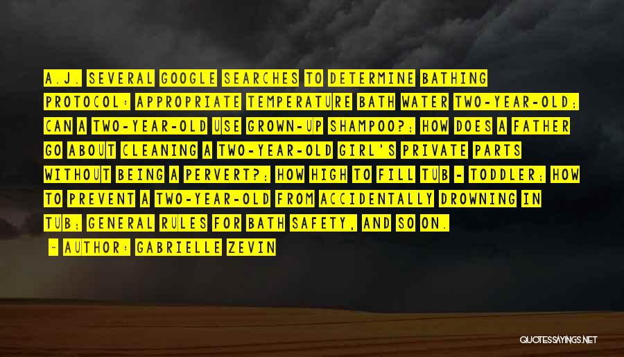 Gabrielle Zevin Quotes: A.j. Several Google Searches To Determine Bathing Protocol: Appropriate Temperature Bath Water Two-year-old; Can A Two-year-old Use Grown-up Shampoo?; How