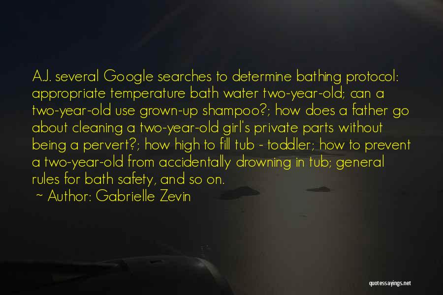 Gabrielle Zevin Quotes: A.j. Several Google Searches To Determine Bathing Protocol: Appropriate Temperature Bath Water Two-year-old; Can A Two-year-old Use Grown-up Shampoo?; How