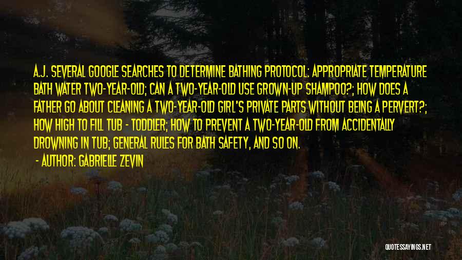 Gabrielle Zevin Quotes: A.j. Several Google Searches To Determine Bathing Protocol: Appropriate Temperature Bath Water Two-year-old; Can A Two-year-old Use Grown-up Shampoo?; How