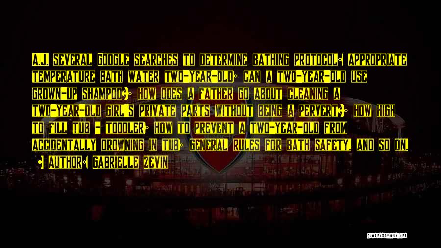 Gabrielle Zevin Quotes: A.j. Several Google Searches To Determine Bathing Protocol: Appropriate Temperature Bath Water Two-year-old; Can A Two-year-old Use Grown-up Shampoo?; How