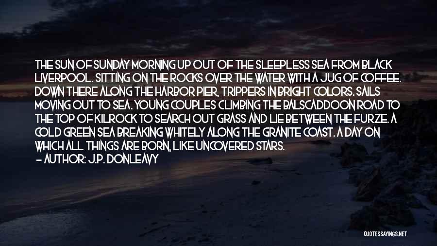 J.P. Donleavy Quotes: The Sun Of Sunday Morning Up Out Of The Sleepless Sea From Black Liverpool. Sitting On The Rocks Over The