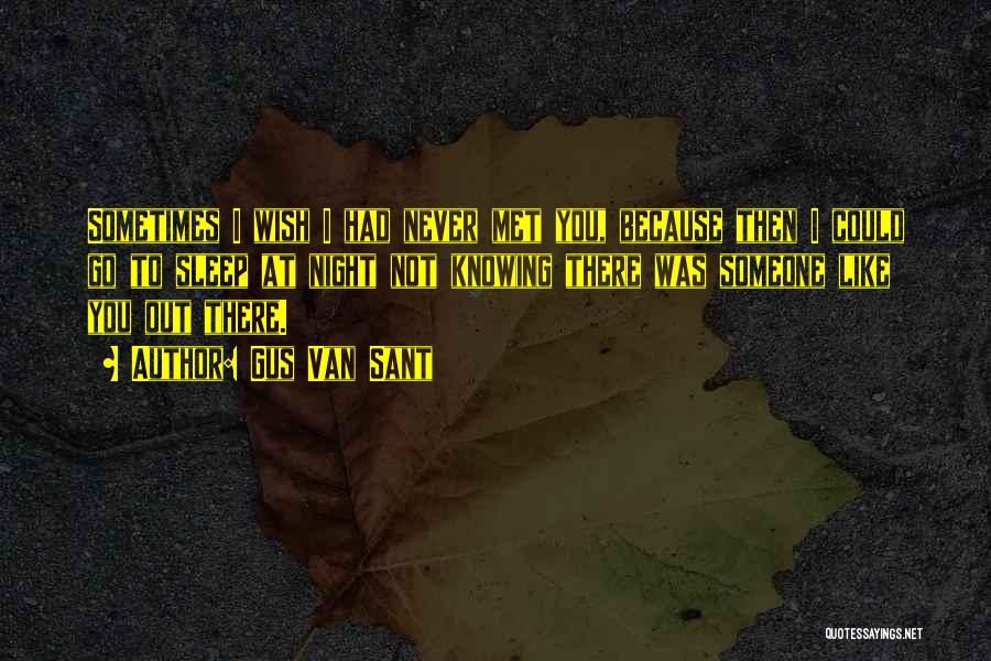 Gus Van Sant Quotes: Sometimes I Wish I Had Never Met You, Because Then I Could Go To Sleep At Night Not Knowing There