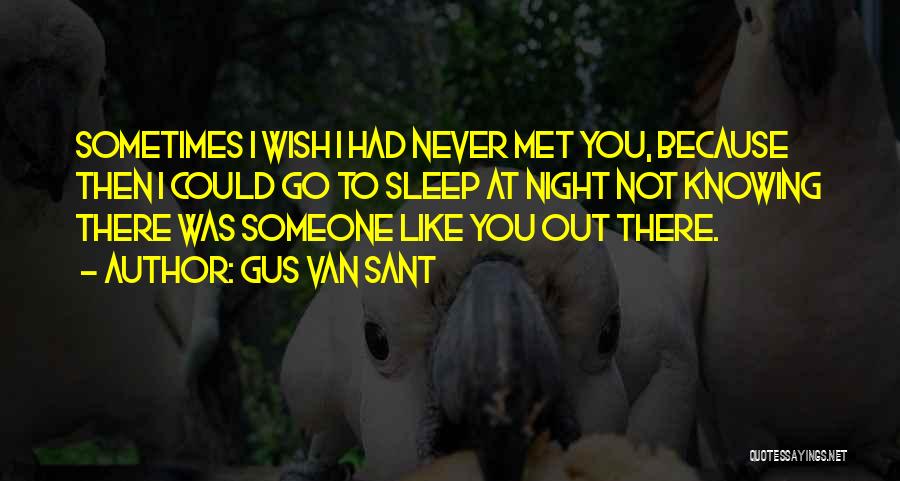 Gus Van Sant Quotes: Sometimes I Wish I Had Never Met You, Because Then I Could Go To Sleep At Night Not Knowing There