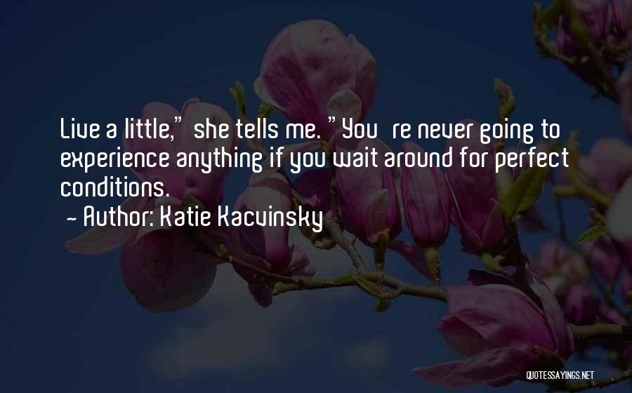 Katie Kacvinsky Quotes: Live A Little, She Tells Me. You're Never Going To Experience Anything If You Wait Around For Perfect Conditions.