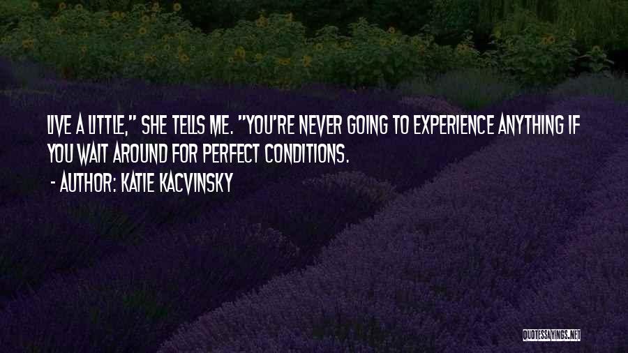 Katie Kacvinsky Quotes: Live A Little, She Tells Me. You're Never Going To Experience Anything If You Wait Around For Perfect Conditions.