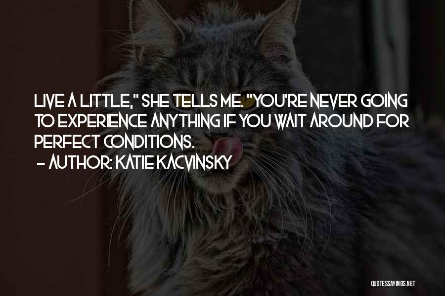 Katie Kacvinsky Quotes: Live A Little, She Tells Me. You're Never Going To Experience Anything If You Wait Around For Perfect Conditions.