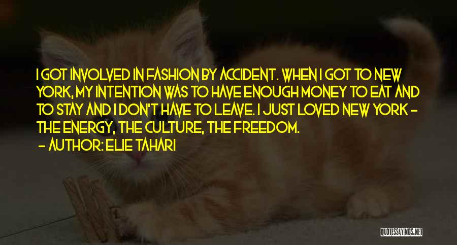 Elie Tahari Quotes: I Got Involved In Fashion By Accident. When I Got To New York, My Intention Was To Have Enough Money