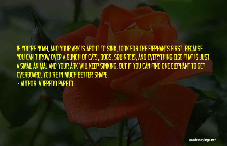 Vilfredo Pareto Quotes: If You're Noah, And Your Ark Is About To Sink, Look For The Elephants First, Because You Can Throw Over