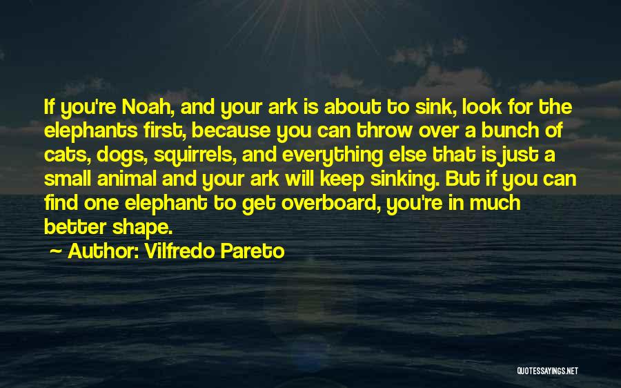 Vilfredo Pareto Quotes: If You're Noah, And Your Ark Is About To Sink, Look For The Elephants First, Because You Can Throw Over