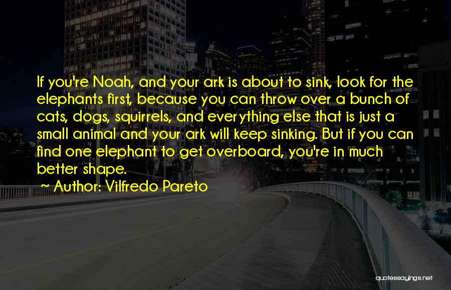 Vilfredo Pareto Quotes: If You're Noah, And Your Ark Is About To Sink, Look For The Elephants First, Because You Can Throw Over