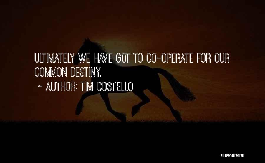 Tim Costello Quotes: Ultimately We Have Got To Co-operate For Our Common Destiny.