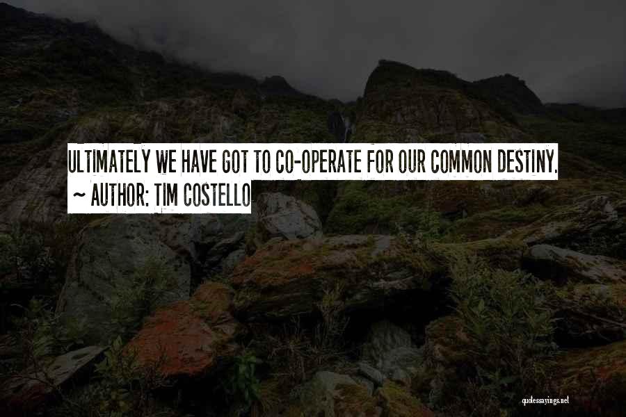 Tim Costello Quotes: Ultimately We Have Got To Co-operate For Our Common Destiny.