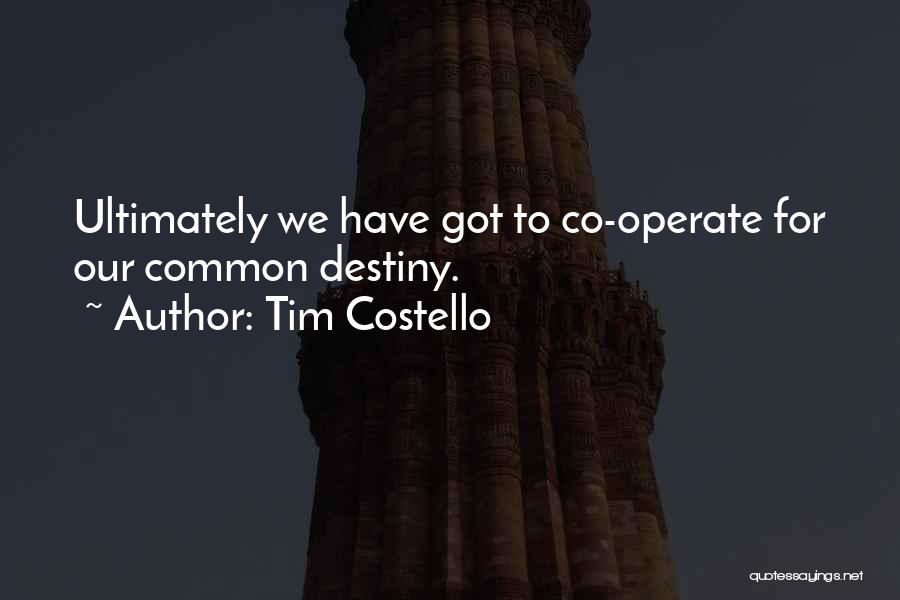 Tim Costello Quotes: Ultimately We Have Got To Co-operate For Our Common Destiny.