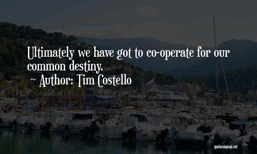 Tim Costello Quotes: Ultimately We Have Got To Co-operate For Our Common Destiny.