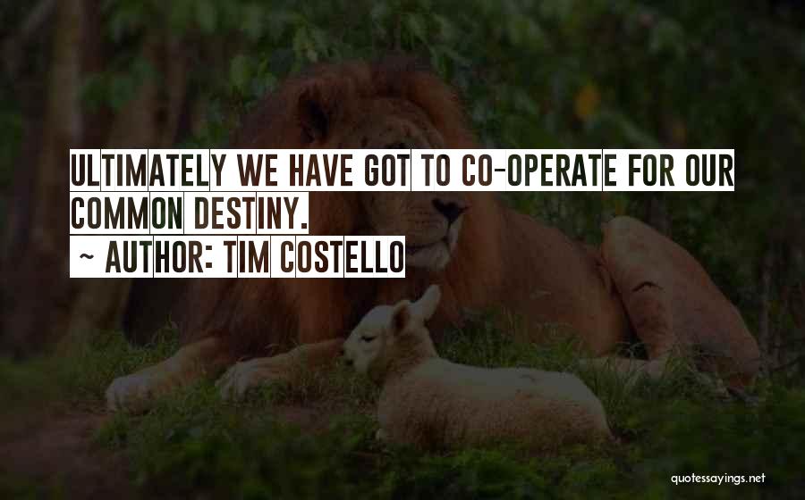 Tim Costello Quotes: Ultimately We Have Got To Co-operate For Our Common Destiny.