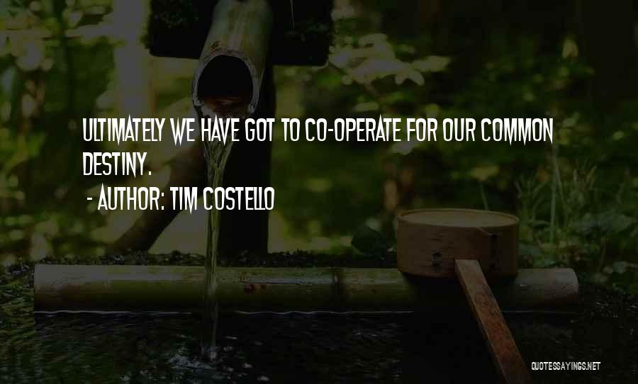 Tim Costello Quotes: Ultimately We Have Got To Co-operate For Our Common Destiny.