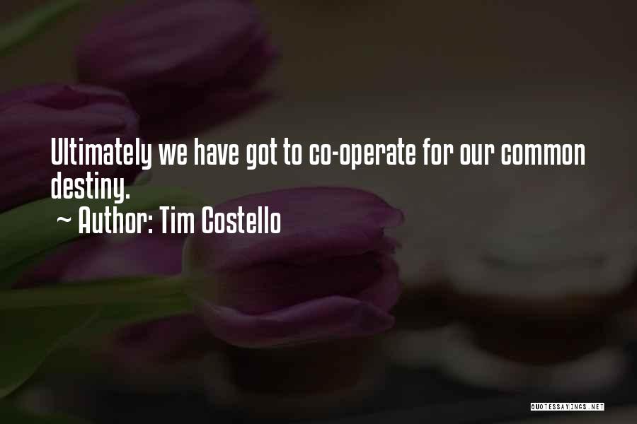 Tim Costello Quotes: Ultimately We Have Got To Co-operate For Our Common Destiny.
