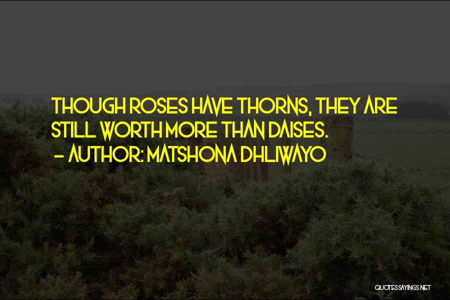 Matshona Dhliwayo Quotes: Though Roses Have Thorns, They Are Still Worth More Than Daises.