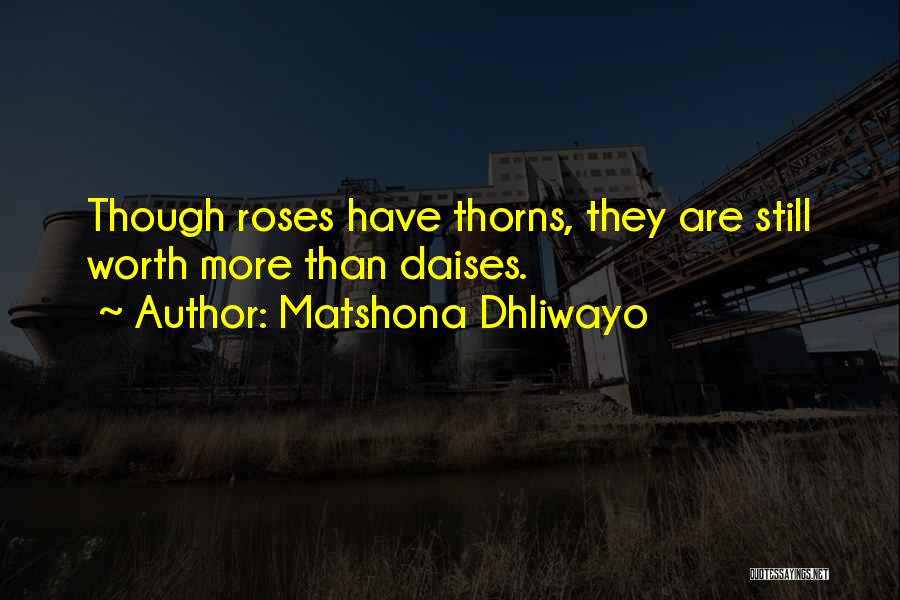 Matshona Dhliwayo Quotes: Though Roses Have Thorns, They Are Still Worth More Than Daises.