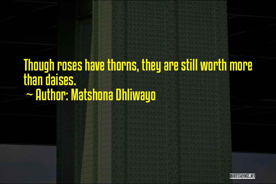 Matshona Dhliwayo Quotes: Though Roses Have Thorns, They Are Still Worth More Than Daises.