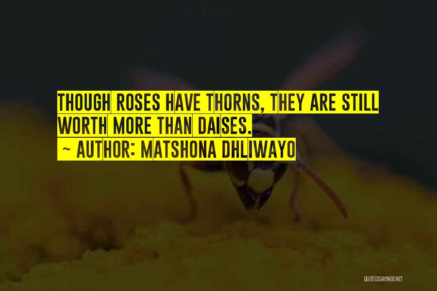 Matshona Dhliwayo Quotes: Though Roses Have Thorns, They Are Still Worth More Than Daises.