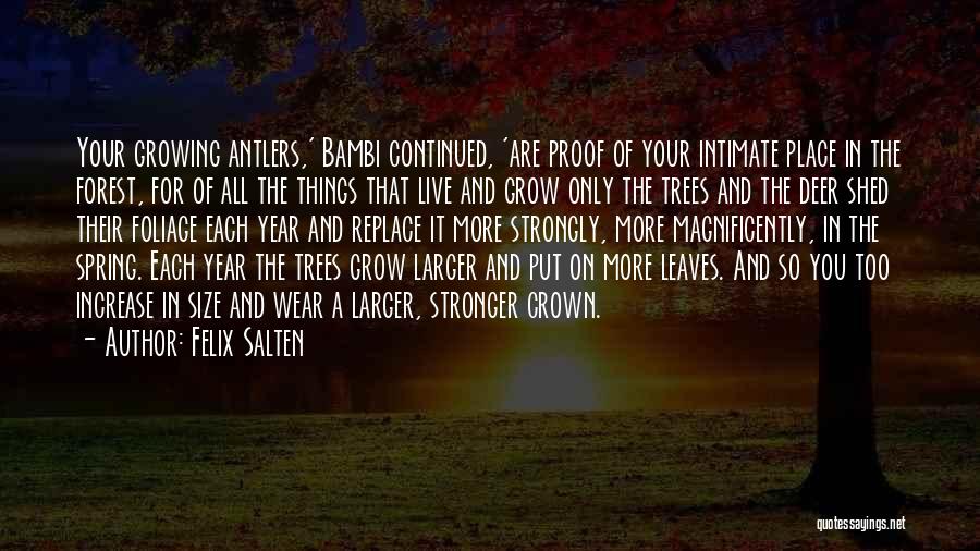 Felix Salten Quotes: Your Growing Antlers,' Bambi Continued, 'are Proof Of Your Intimate Place In The Forest, For Of All The Things That