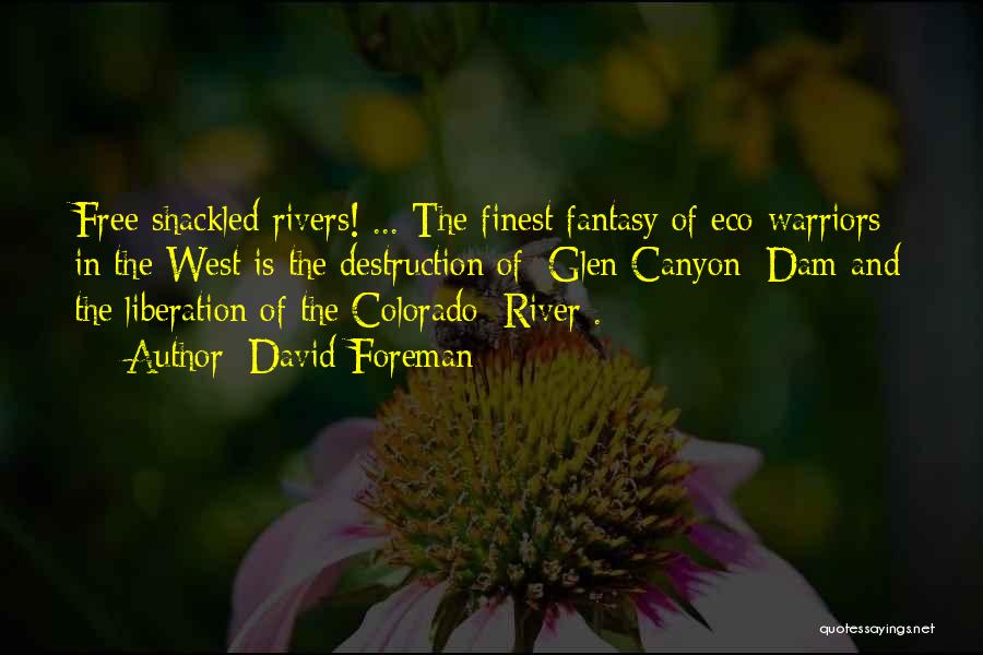 David Foreman Quotes: Free Shackled Rivers! ... The Finest Fantasy Of Eco-warriors In The West Is The Destruction Of [glen Canyon] Dam And