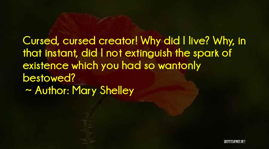 Mary Shelley Quotes: Cursed, Cursed Creator! Why Did I Live? Why, In That Instant, Did I Not Extinguish The Spark Of Existence Which