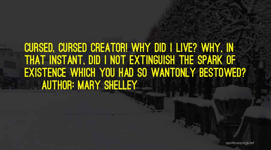 Mary Shelley Quotes: Cursed, Cursed Creator! Why Did I Live? Why, In That Instant, Did I Not Extinguish The Spark Of Existence Which