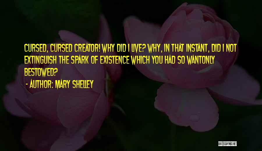 Mary Shelley Quotes: Cursed, Cursed Creator! Why Did I Live? Why, In That Instant, Did I Not Extinguish The Spark Of Existence Which