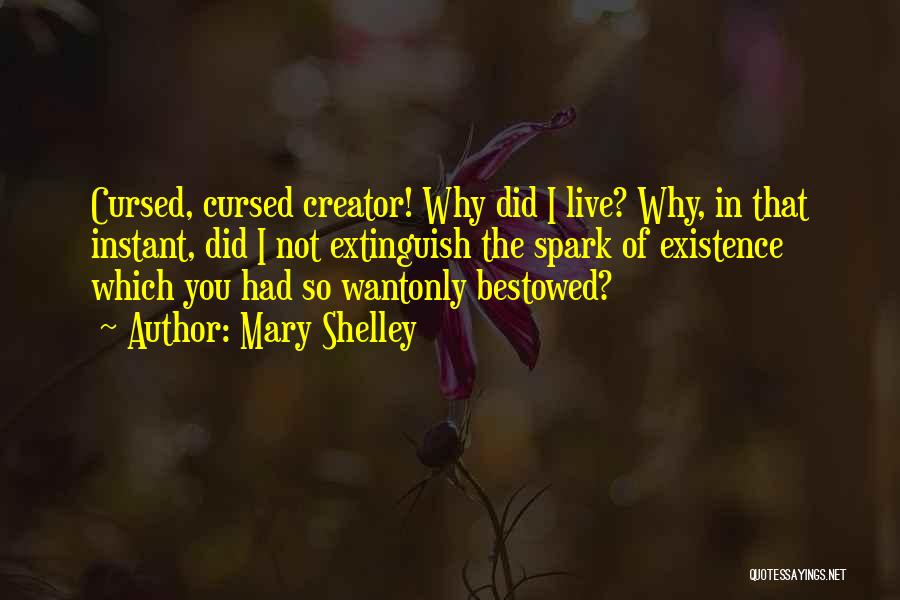 Mary Shelley Quotes: Cursed, Cursed Creator! Why Did I Live? Why, In That Instant, Did I Not Extinguish The Spark Of Existence Which