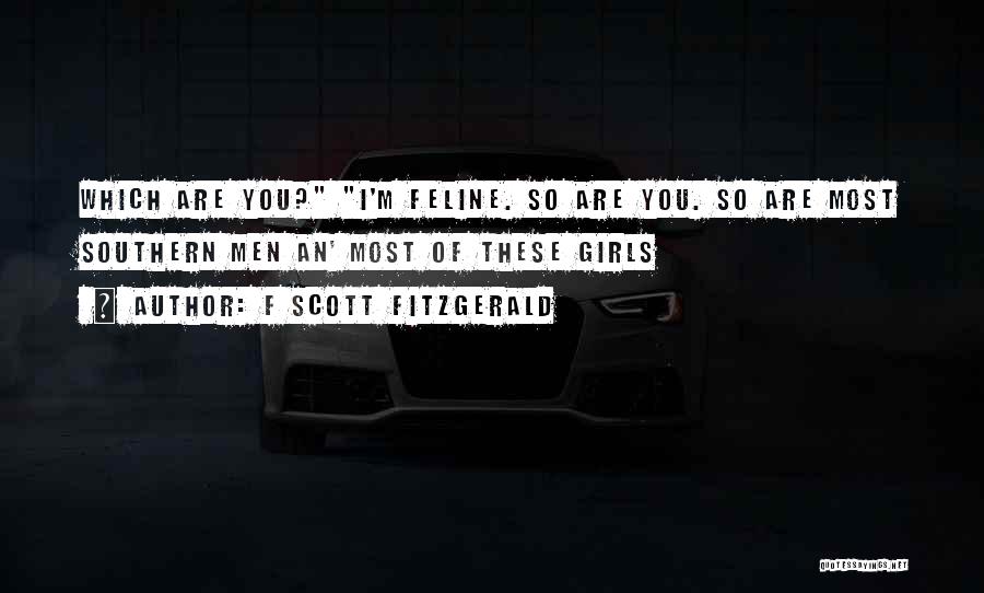 F Scott Fitzgerald Quotes: Which Are You? I'm Feline. So Are You. So Are Most Southern Men An' Most Of These Girls
