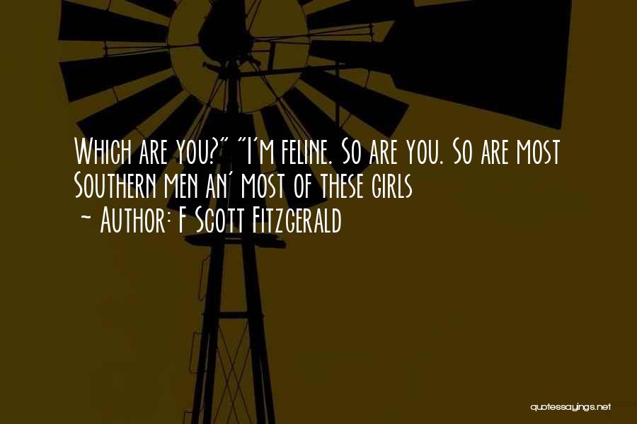 F Scott Fitzgerald Quotes: Which Are You? I'm Feline. So Are You. So Are Most Southern Men An' Most Of These Girls