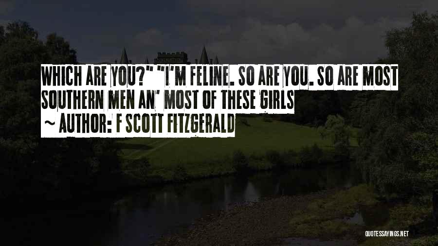 F Scott Fitzgerald Quotes: Which Are You? I'm Feline. So Are You. So Are Most Southern Men An' Most Of These Girls