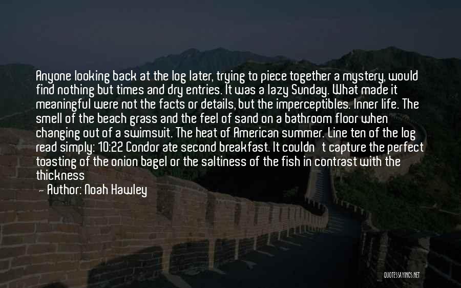 Noah Hawley Quotes: Anyone Looking Back At The Log Later, Trying To Piece Together A Mystery, Would Find Nothing But Times And Dry