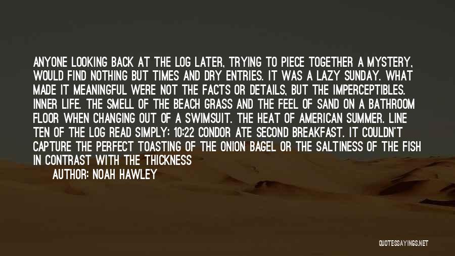 Noah Hawley Quotes: Anyone Looking Back At The Log Later, Trying To Piece Together A Mystery, Would Find Nothing But Times And Dry