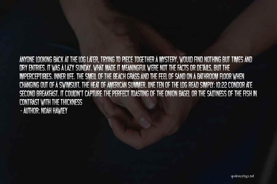 Noah Hawley Quotes: Anyone Looking Back At The Log Later, Trying To Piece Together A Mystery, Would Find Nothing But Times And Dry