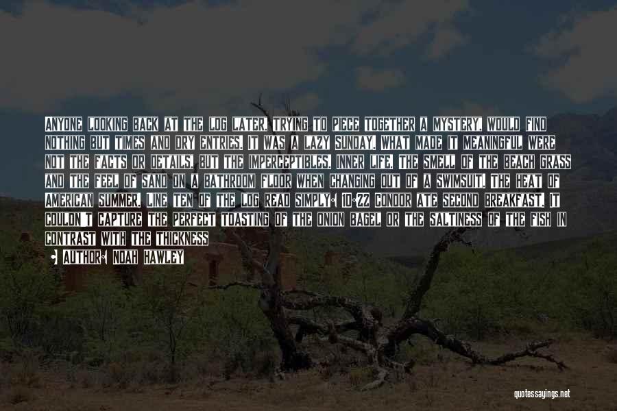 Noah Hawley Quotes: Anyone Looking Back At The Log Later, Trying To Piece Together A Mystery, Would Find Nothing But Times And Dry