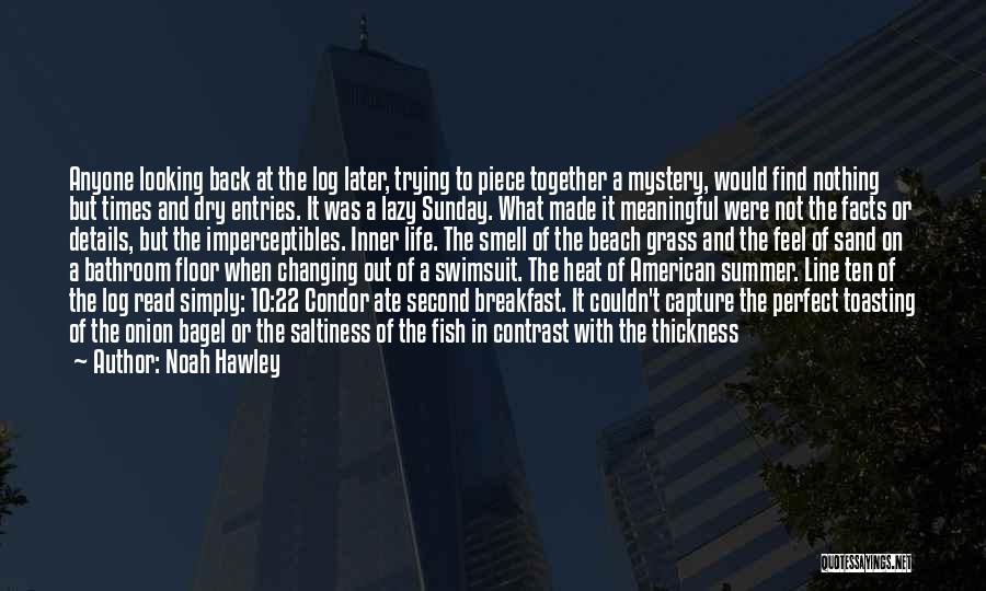 Noah Hawley Quotes: Anyone Looking Back At The Log Later, Trying To Piece Together A Mystery, Would Find Nothing But Times And Dry