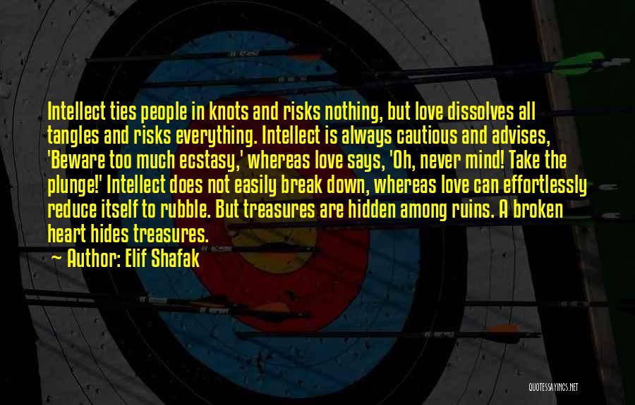 Elif Shafak Quotes: Intellect Ties People In Knots And Risks Nothing, But Love Dissolves All Tangles And Risks Everything. Intellect Is Always Cautious