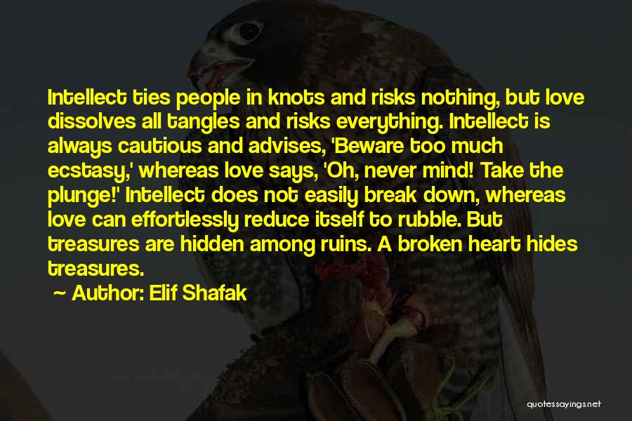 Elif Shafak Quotes: Intellect Ties People In Knots And Risks Nothing, But Love Dissolves All Tangles And Risks Everything. Intellect Is Always Cautious