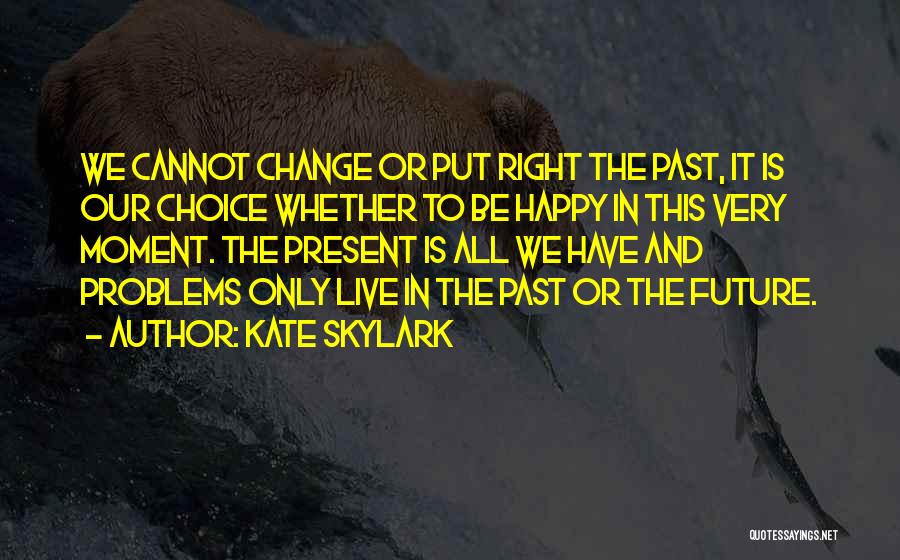 Kate Skylark Quotes: We Cannot Change Or Put Right The Past, It Is Our Choice Whether To Be Happy In This Very Moment.