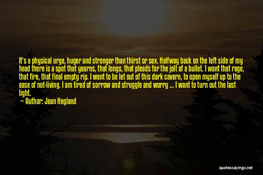 Jean Hegland Quotes: It's A Physical Urge, Huger And Stronger Than Thirst Or Sex. Halfway Back On The Left Side Of My Head