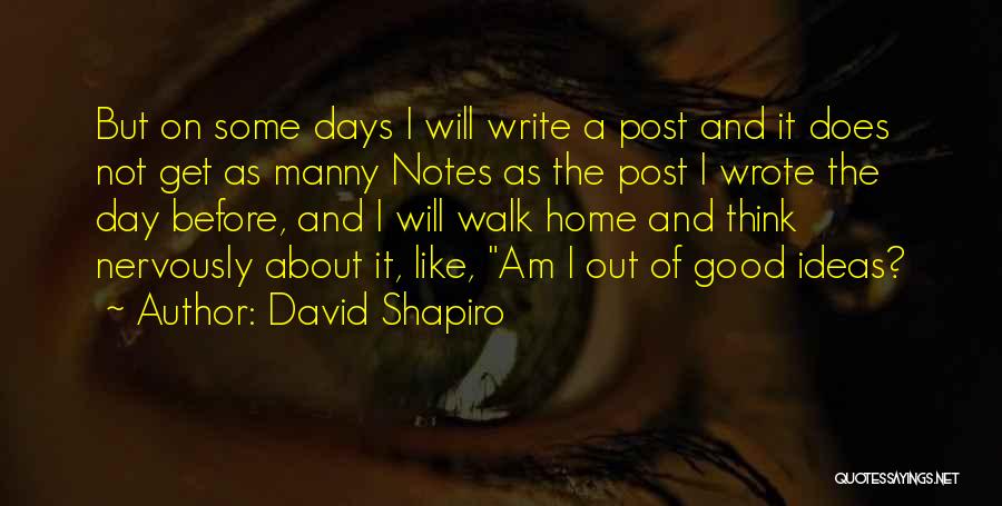 David Shapiro Quotes: But On Some Days I Will Write A Post And It Does Not Get As Manny Notes As The Post